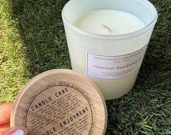 Coconut Sandal Scented Artisan Candle–Large 9 oz Soy Blend|Mother&#39;s Day Gift|Hand-Poured Luxury Scented Candle  Relaxation & Home|Home Decor