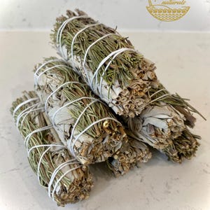 Organic Rosemary with White Sage Bundle 4" inch| Sage Smudge Stick Bundle| Hand Wrapped Thick Bundles| Wholesale FREE SHIPPING| Spiritual