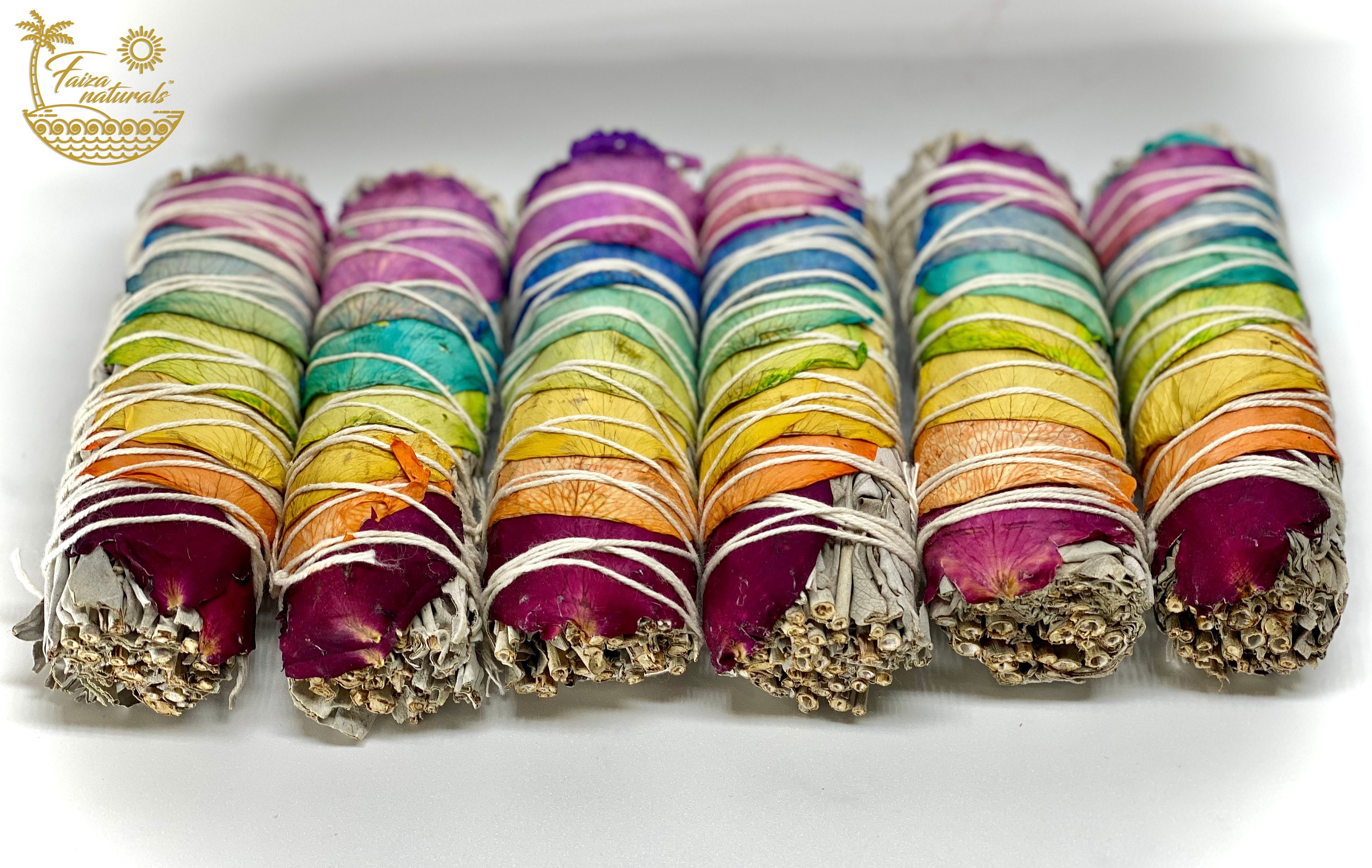Sauge blanche biologique avec bâton de maculage de 7 chakras, livraison gratuite en gros, paquets épais emballés à la main, bâtons de maculage de qualité supérieure