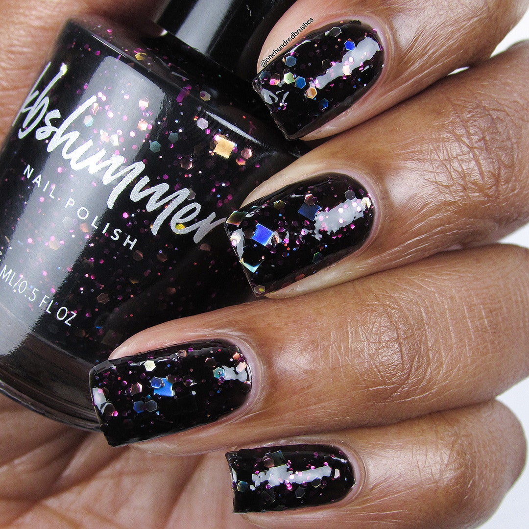 Showgirl Nail Polish Black Jelly Glitter Nail Polish by Kbshimmer Etsy