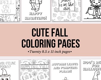 Livro de colorir de Halloween, desenhos de abóboras de outono (download digital)