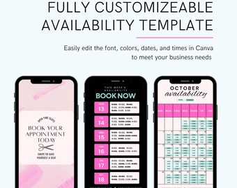Weekly Availability Calendar Template: Customizable Appointments (PDF)