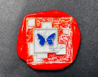 Butterfly Luxury Wax Seal-1.15x1.15 in, Sticker/Fridge Magnet for Gift Wrap, Wedding, Bridal, Collage & Journaling, Custom option available