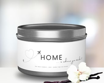 HOME Vanilla Bean Candle: Warm Vanilla Scented Coconut Soy Wax Candles | 4oz or 8oz Travel Tins | Best Cozy Gifts Secret Santa Holiday