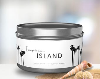Mango Coconut Scented Candle: Island Tropical Relaxation Gift for Her | Coconut Soy Wax in 4oz or 8oz Travel Tin | Self Care Vacation Memory
