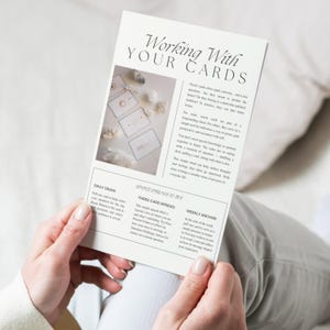 Diario imprimible de cartas del oráculo, diario de reflexión sobre el tarot y el oráculo, libro de ejercicios de lectura consciente de cartas, descarga instantánea
