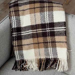 Checkerboard Plaid Blanket 67 x 83 in, Cozy New Zealand Wool Throw, Soft Blanket, Perfect Gift for Her, Picnic Blanket, Birthday Gift