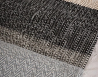 Luxury Wool Blend Throw Blanket - Geometric Pattern Bed Throw, Gray Wool Sofa Blanket with Tassels, Cozy Gift for Her, Rustic Home Decor