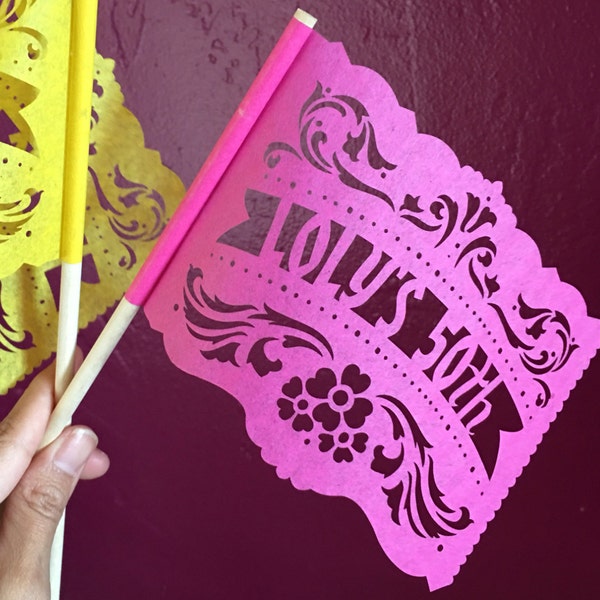 Fiesta Party Centerpiece Flags - BUENOS AIRES personalized, custom color papel picado banderas - any occasion