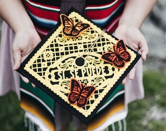 CUSTOM Grad Cap Art - personalized, custom color, papel picado inspired, Class of 2024 - 2025