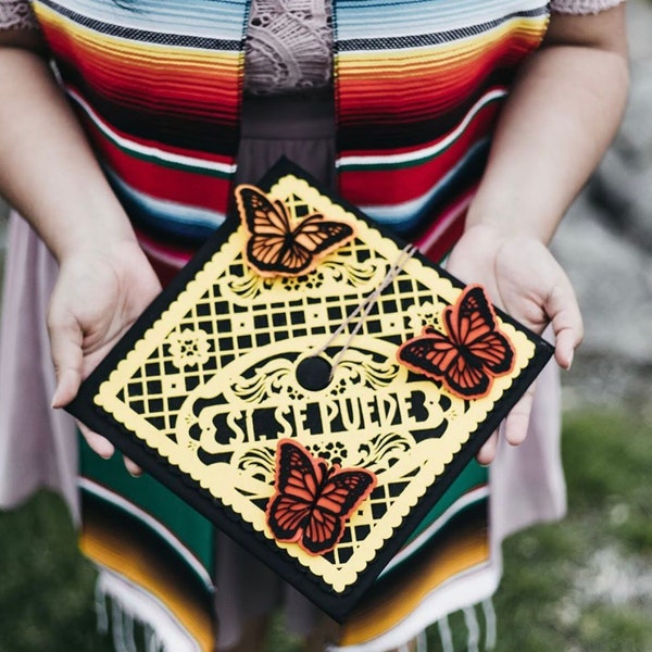 CUSTOM Grad Cap Art - personalized, custom color, papel picado inspired, Class of 2024 - 2025