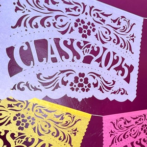 Striscioni papel picado CLASS OF 2025 - colori personalizzati - Decorazioni per feste di laurea