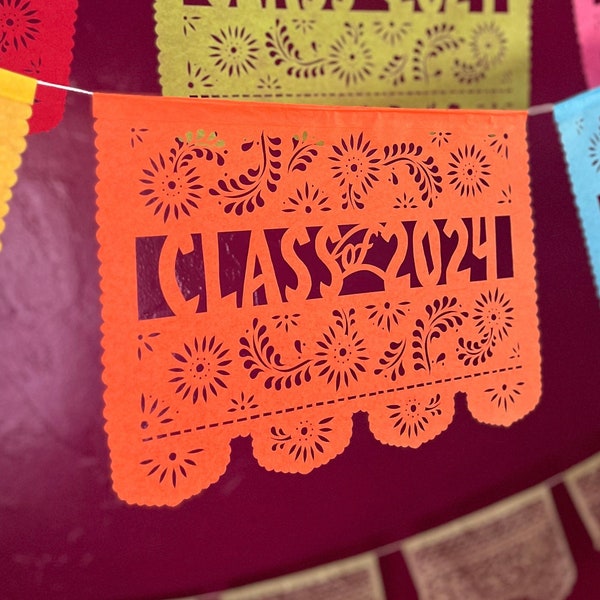 CLASS OF 2024 - order in your custom school colors - Graduation party decorations - papel picado banners