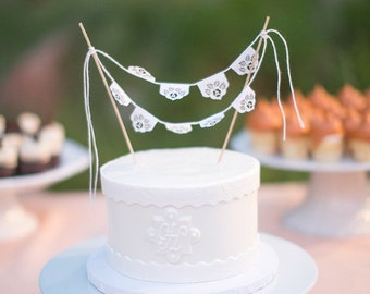 Papel picado miniature cake topper bunting - LAS FLORES - Ready made