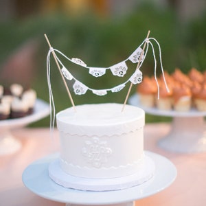 Papel picado miniature cake topper bunting LAS FLORES Ready made image 1