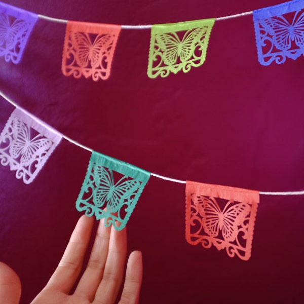 MARIPOSAS papel picado banners - Ready Made - butterfly Mexican paper bunting