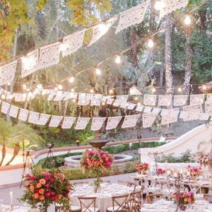 Hacienda wedding papel picado banners - personalized, custom color - DOS PALOMAS
