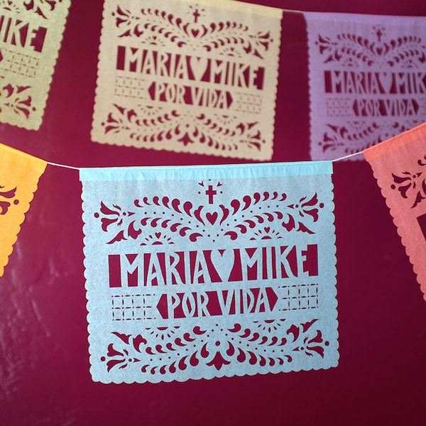 SANTA CRUZ Papel Picado - Sets of 2 banners - personalized wedding decorations