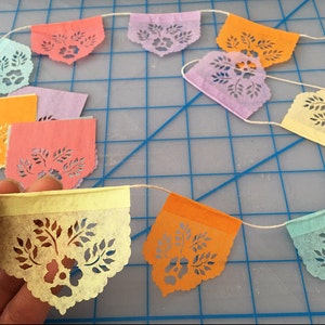 Papel picado Mexican banners LAS FLORES minis Ready Made image 5