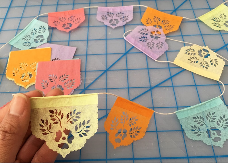 Papel picado Mexican banners LAS FLORES minis Ready Made image 5