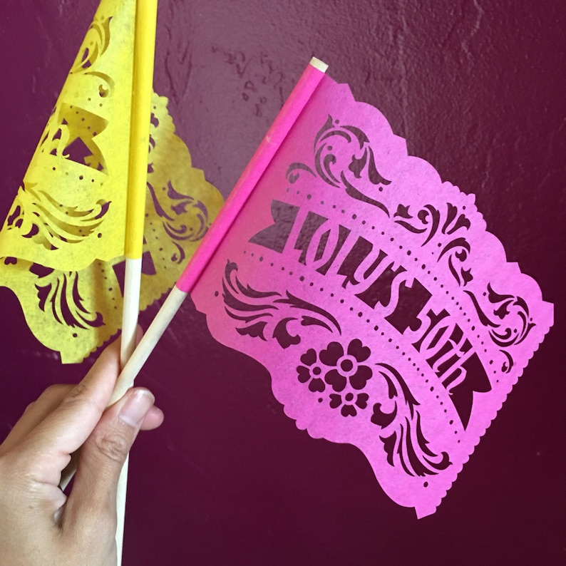 Fiesta Party Centerpiece Flags BUENOS AIRES personalized, custom color papel picado banderas any occasion image 1