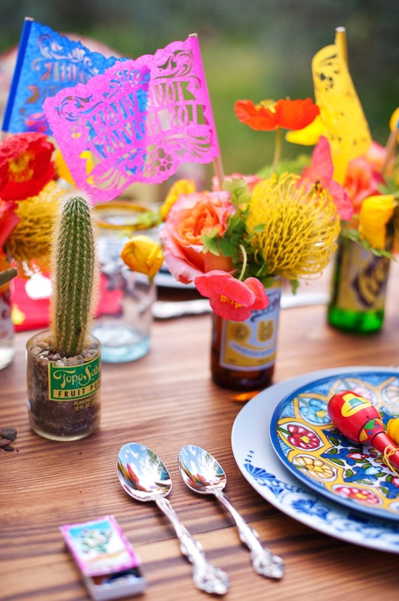 Fiesta Party Centerpiece Flags BUENOS AIRES personalized, custom color papel picado banderas any occasion image 3