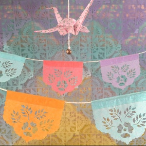 Papel picado Mexican banners LAS FLORES minis Ready Made image 6