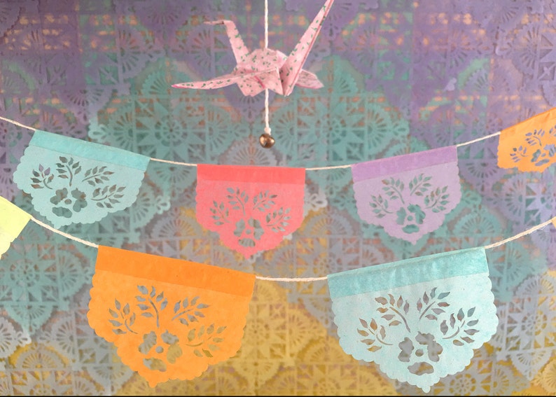 Papel picado Mexican banners LAS FLORES minis Ready Made image 6