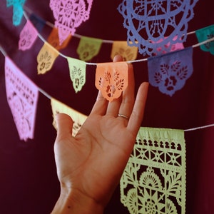 Papel picado Mexican banners - LAS FLORES minis - Ready Made