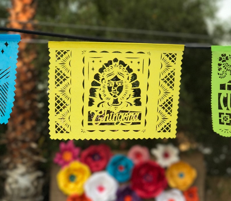 Papel Picado Banner CHINGONA feminist gift, graduation party decoration, retirement image 1