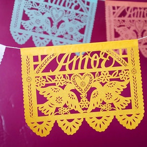 Wedding decorations - AMOR papel picado banners - custom color