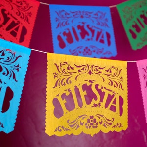 FIESTA - custom color papel picado banner - Cinco de Mayo, party decoration