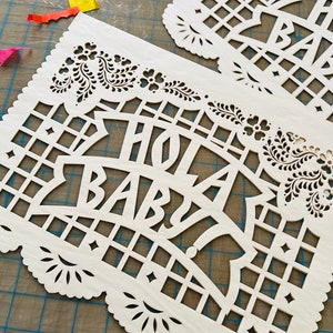 ¡Hola Bebé! - Decoraciones para Baby Shower - Banners de Papel Picado - Ordena en tus colores personalizados