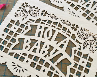 Hola Baby! - Baby Shower decorations - papel picado banners - order in your custom colors