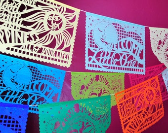 Baby Shower Decorations - BABY BLESSINGS papel picado - custom colors