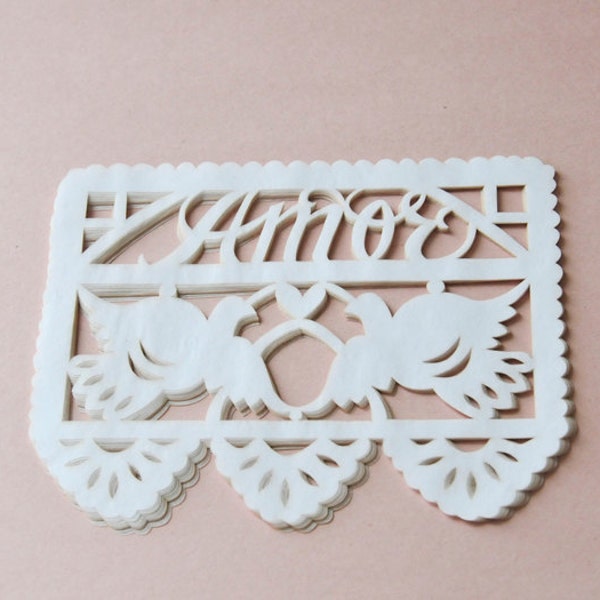Mexican wedding invitation inserts - papel picado embellishments - WHITE - Ready Made