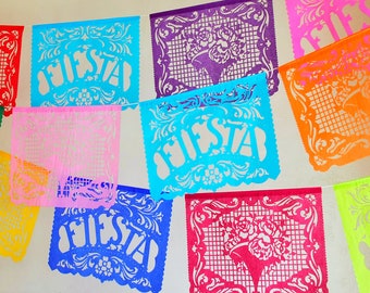 FIESTA FILETEADO - sets of 2 - papel picado banners - Cinco de Mayo - birthday party decorations - custom colors