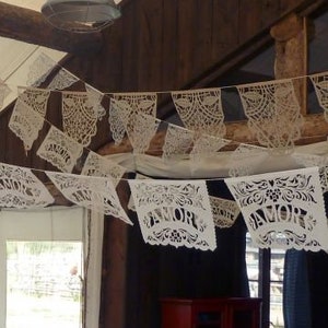 Papel Picado Banner AMOR FILETEADO custom color wedding decorations image 5