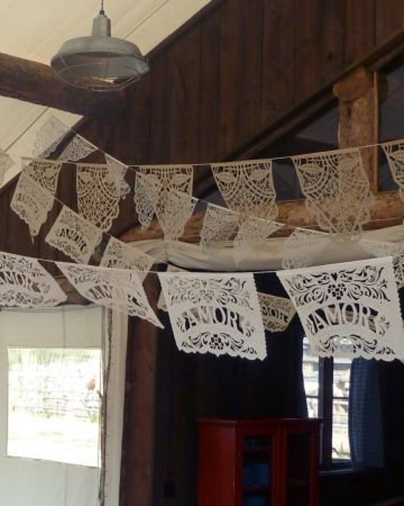 Papel Picado Banner AMOR FILETEADO custom color wedding decorations image 5