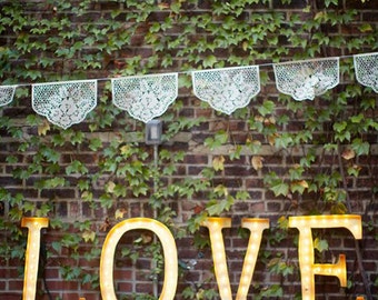 Fine papel picado - LAS FLORES custom color wedding decor, banners, garland