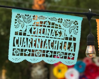 Any Occasion - FLORECITAS papel picado - sets of 2 personalized banners