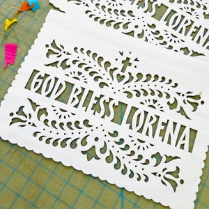 Baptism Papel Picado - Sets of 2 banners - personalized decorations - SANTA CRUZ