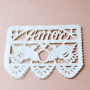 Inzetstukken Mexicaanse huwelijksuitnodiging - papel picado versieringen - WIT - Ready Made