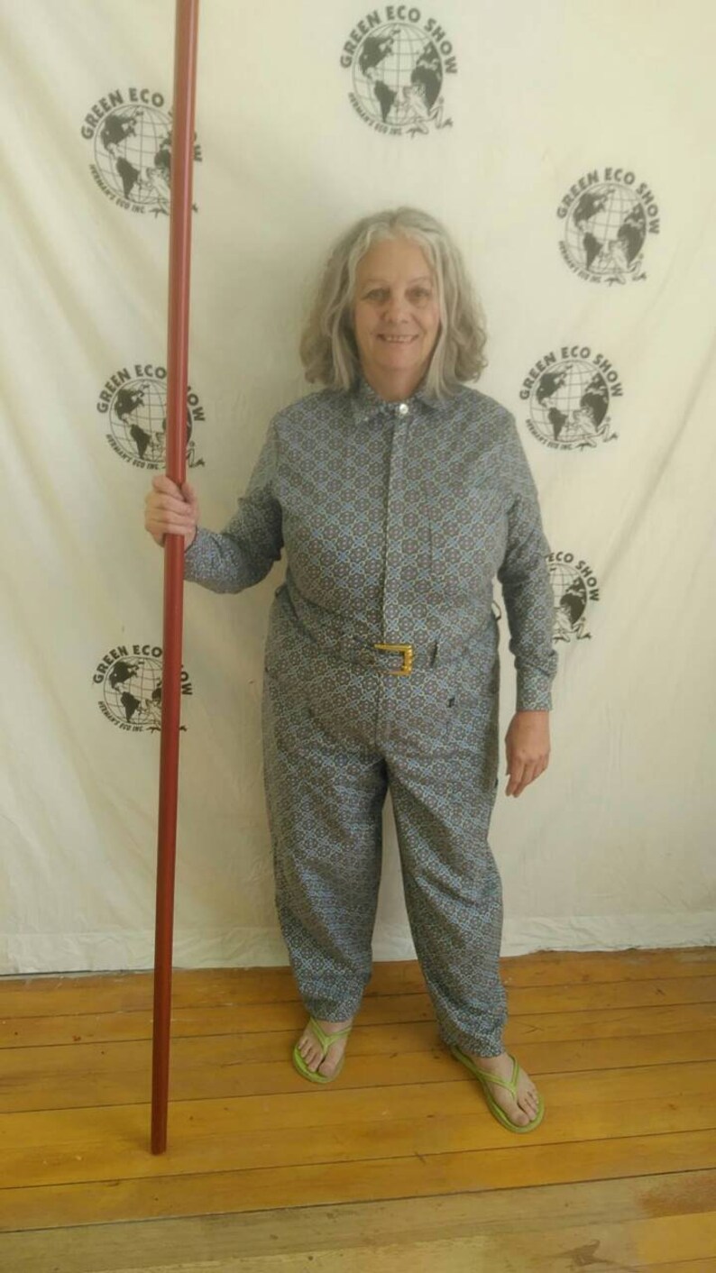 Womens Jumpsuit XL Anna Herman cotton made in USA vtg print