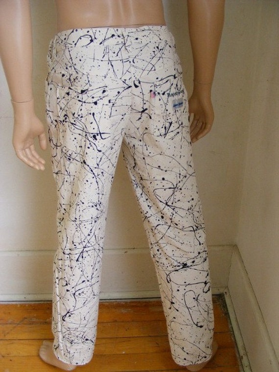 Abstrait récupérées peinture Hermans récupérées Abstrait pantalon zip fly jeans 36 Abstrait récupérées peinture Hermans récupérées Abstrait pantalon zip fly jeans 36