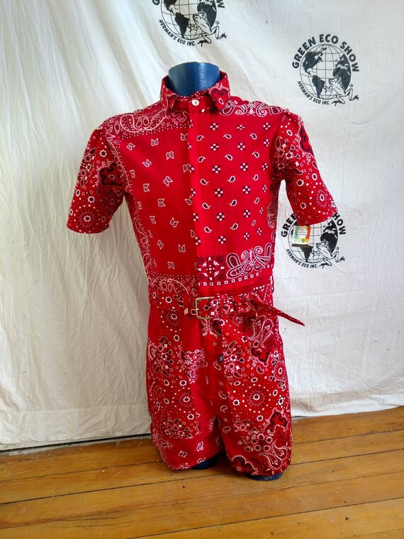 red bandana jumpsuit