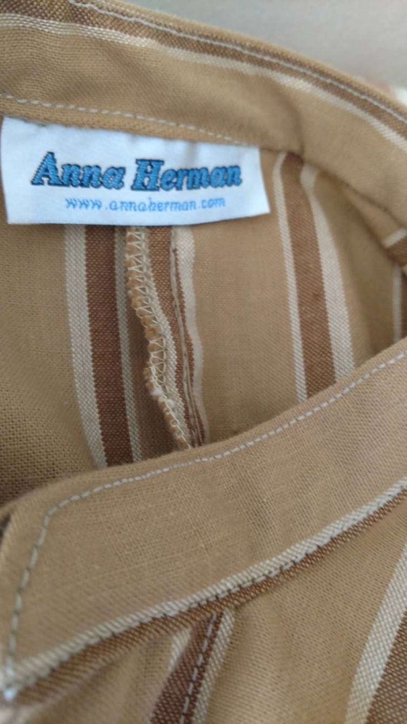Mens Romper shorts L striped vtg awning cotton hipster Anna Herman USA jumpsuit