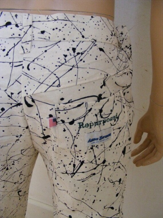 Abstrait récupérées peinture Hermans récupérées Abstrait pantalon zip fly jeans 36 Abstrait récupérées peinture Hermans récupérées Abstrait pantalon zip fly jeans 36