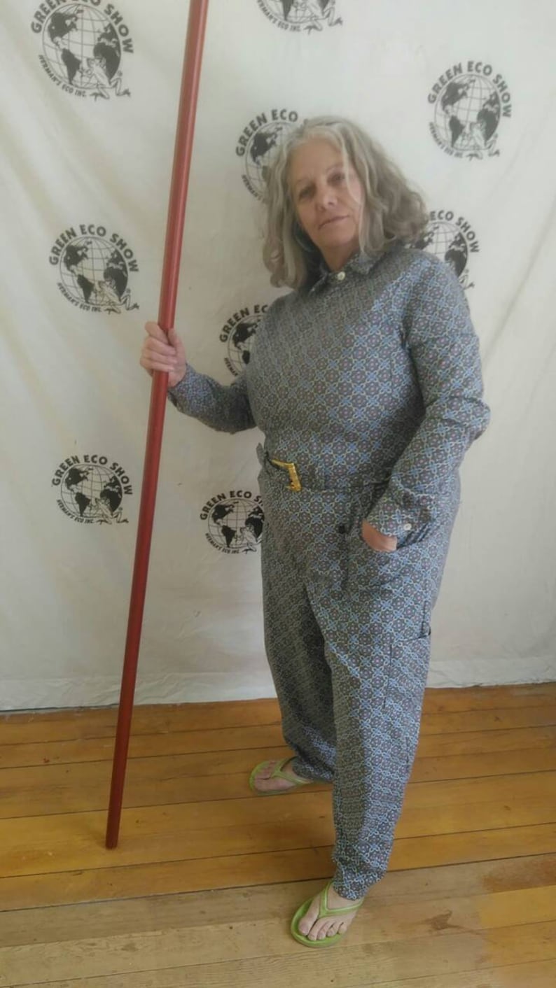 Womens Jumpsuit XL Anna Herman cotton made in USA vtg print