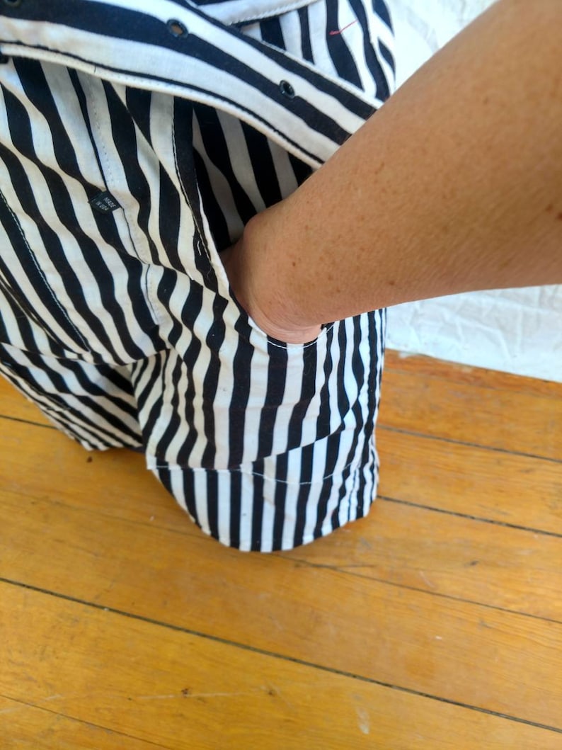 Mens Romper S Striped by Anna Herman jumpsuit made in USA with flag patch